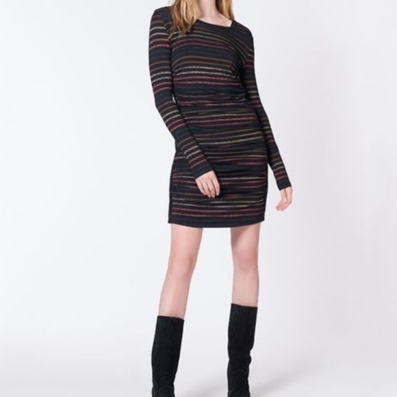 Veronica Beard | Daphne Striped Metallic Long-Sleeve Dress - Picture 1 of 9